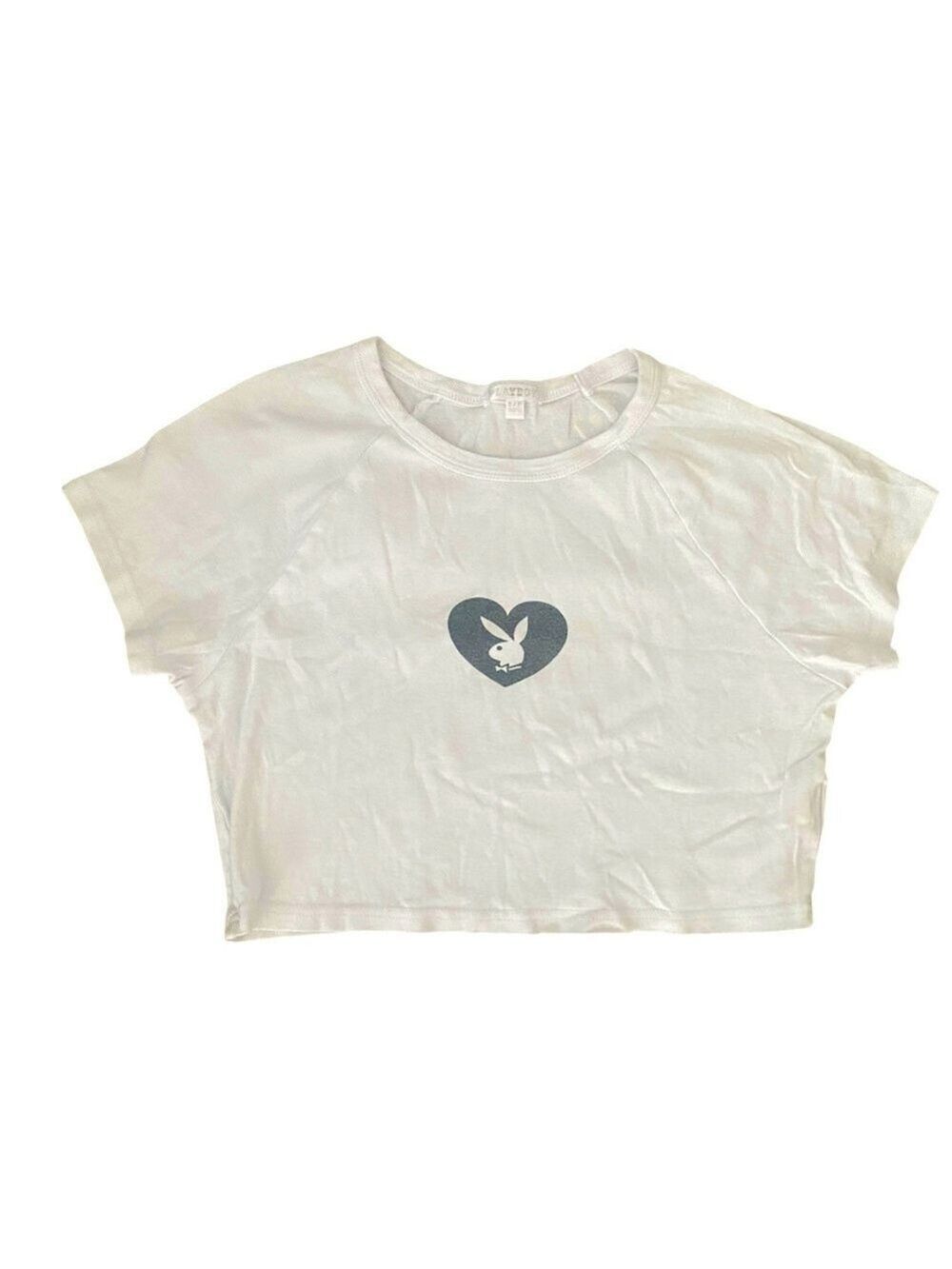 2/$15 Urban Planet Playboy White Cropped Graphic Tee Size Small